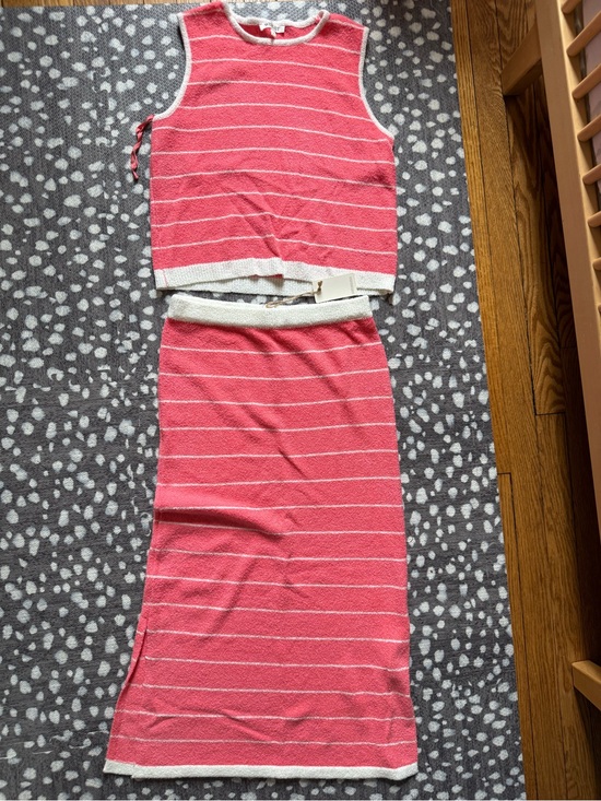 Wishlist Dresses & Skirts - Wishlist Coral Pink & White Striped Knit Skirt Set - Size Small - NWT